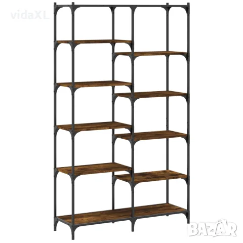 vidaXL Етажерка опушен дъб 100x32x170 см инженерно дърво и желязо, снимка 6 - Етажерки - 56148119