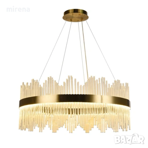 LED ЛЕД Димируем кристален полилей на връв 100 см зллатен, снимка 5 - Лампи за таван - 53224475