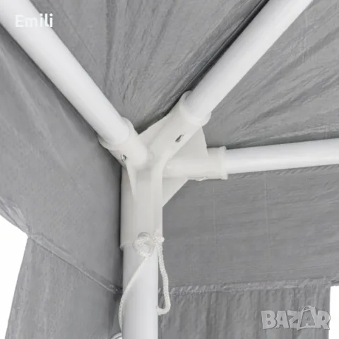 Градински PVC Павилион 3x3 м Сив - Водоустойчива Шатра с Прозорци и Странични Стени, снимка 4 - Градински мебели, декорация  - 55874057