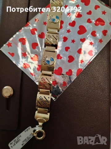 Златна мъжка гривна БМВ, снимка 3 - Гривни - 53695764