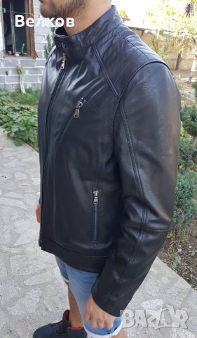 Мъжко кожено яке от естествена кожа - черно - размер XL, снимка 5 - Якета - 36042110