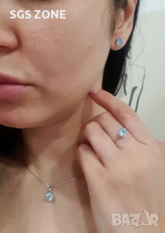 Сребърни Обеци с Топаз, снимка 11 - Обеци - 49823952