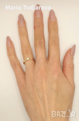 Дамски годежен пръстен с диамант , снимка 1