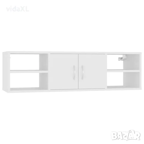 vidaXL Стенен рафт, бял, 102x30x29 см, инженерно дърво