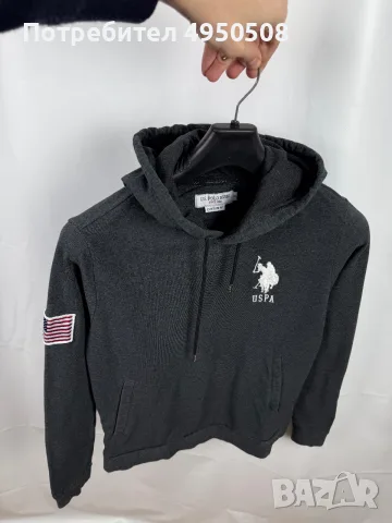 U.S. Polo Assn. Памучна блуза с качулка, размер S, снимка 6 - Суичъри - 56091106