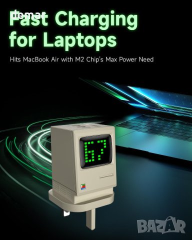 SHARGE USB C зарядно устройство, Retro 67 3-портово, 67W, снимка 5 - Друга електроника - 42294678