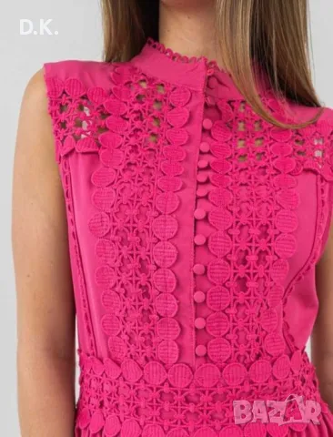 🎀 Нова 🎀 Цикламена рокля с дантела М, снимка 2 - Рокли - 48659102