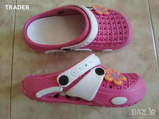 Розово бели  детски чехли джапанки тип Crocs, снимка 6 - Детски сандали и чехли - 35873880