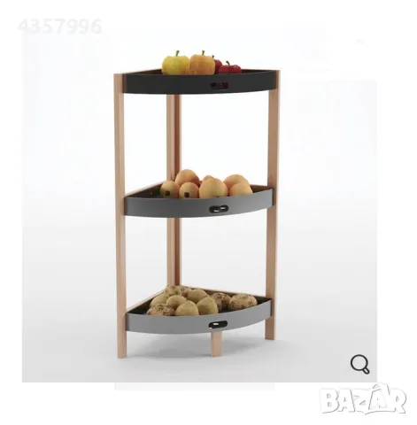 Декоративна етажерка - органайзер, 3 нива, Ъглова, Черен