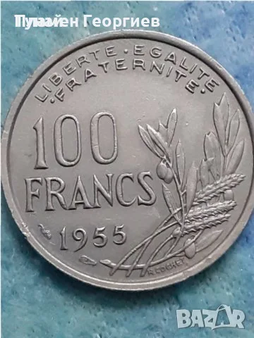 100 франка Франция 1955, снимка 2 - Нумизматика и бонистика - 56208617