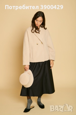 Дамско Вълнено Късо Палто Gabriel coat - Екрю, снимка 2 - Палта, манта - 52183889