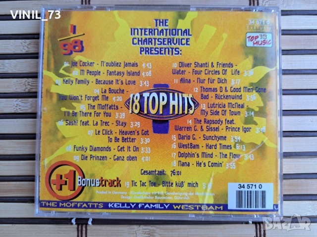 18 Top Hits Aus Den Charts 1/98, снимка 3 - CD дискове - 50543470