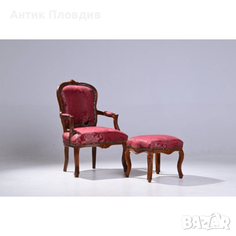 Табуретка - Класик (бордо - десен / дърво), снимка 7 - Дивани и мека мебел - 52738028