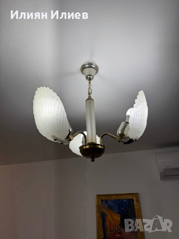 Полилеи месинг с стькло, снимка 3 - Лампи за таван - 53686031