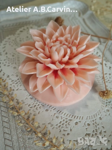 Уникален,ръчно изработен сапун с форма на цвете Далия, за подарък или за вашия интериор, снимка 7 - Декорация за дома - 53595958