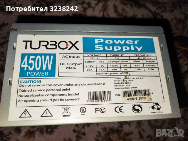 atx550w power box и 450w turbox psu захранвания за компютър, снимка 4 - Захранвания и кутии - 50634226