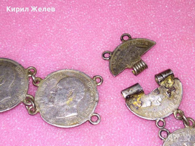 СТАРИННА СРЕБЪРНА ГРИВНА със СРЕБЪРНИ МОНЕТИ на ЦАР ФЕРДИНАНД I  Царство БЪЛГАРИЯ РЪЧНА РАБОТА 43081, снимка 6 - Антикварни и старинни предмети - 44393994