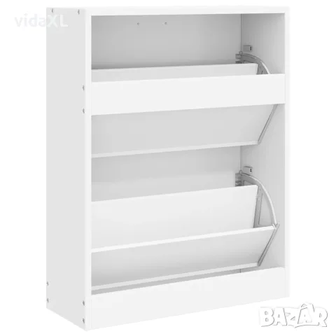 vidaXL Бял дървен шкаф за обувки с 2 отделения, снимка 6 - Шкафове - 56146357