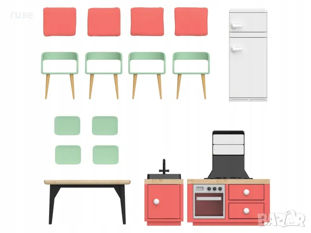 НОВИ! Мебели за къща за кукли Кухня 16 части, снимка 4 - Други - 48680987