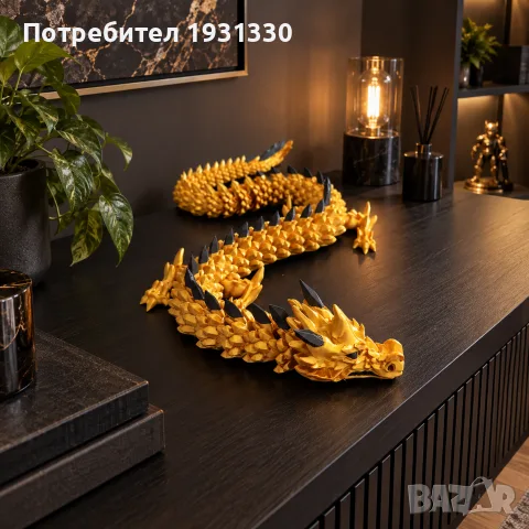 3D Принтиран Голям 60 см Двуцветен Дракон, снимка 3 - Декорация за дома - 56205612