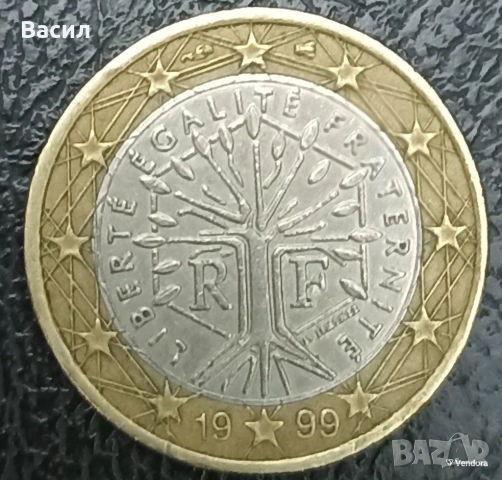 Монета 1 евро от 1999 рядка френска Liberté Égalité Fraternité  , снимка 2 - Нумизматика и бонистика - 53351414
