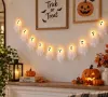Halloween декоративен гирлянд с призраци, LED светлини и програма – 276 cm, снимка 3