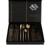 Комплект прибори за хранене в златист цвят от 24 части с луксозен дизайн и магнитна кутия, снимка 4