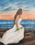 Море и жена маслена картина , снимка 1 - Картини - 36210237