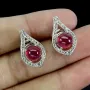 925 сребърни обеци с 6мм натурален рубин подходящи за подарък, снимка 2
