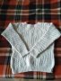 Бял мъжки пуловер от естествена мериносова вълна размер l, снимка 1