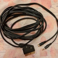 Продавам 5 метра видео кабел SCART към S-Video + аудио жак, снимка 1 - Стойки, 3D очила, аксесоари - 42331156
