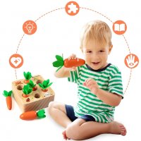 Дървен сортер с моркови, снимка 5 - Образователни игри - 35915704