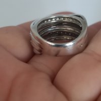 Красив сребърен пръстен обсипан с камъни  #Б1S

, снимка 3 - Пръстени - 41850763
