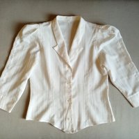 Бяла копринена ризка с 3/4 ръкав , снимка 1 - Ризи - 42058398