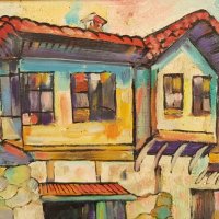 Цвятко Цветков Стория двор Възрожденска къща с маслени бои, снимка 4 - Картини - 41645000