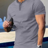 Мъжка класическа Henley тениска с къс ръкав, 7цвята - 023, снимка 3 - Тениски - 41500499