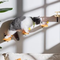 Нов Комплект 3 рафта за катерене на котки за стена Дървени стъпала , снимка 6 - За котки - 42458873