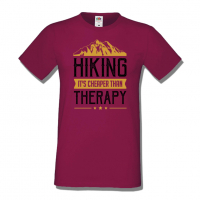 Мъжка тениска Hiking It's Cheaper Than Therapy,Къмпинг,Планина,Изненада,Подарък,Поход,Връх,Хижа,, снимка 6 - Тениски - 36351931