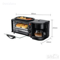 Печка, тостер и кафемашина 3в1, плоча с незалепващо покритие, снимка 3 - Кафемашини - 44622946