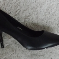 Обувки, черни, тънък ток, код 359/ББ2/38, снимка 2 - Дамски елегантни обувки - 44761123