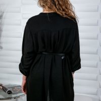 Едноцветна макси дамска блуза/туника с колан 2XL,3XL,4XL, снимка 2 - Блузи с дълъг ръкав и пуловери - 44247413