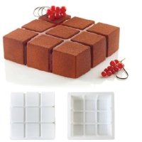 квадрат на квадрати рубик тава силиконов молд силиконова форма за пай кекс мус десерт сладкиш, снимка 1 - Форми - 41534332