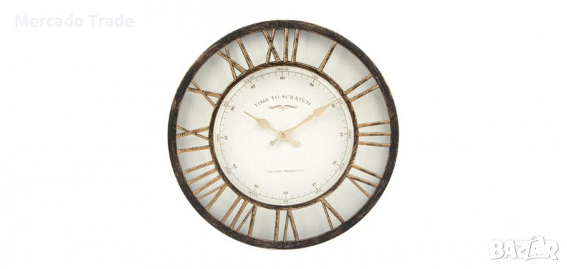 Декоративен бронзов стенен часовник с латински цифри , снимка 1