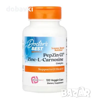 Цинк Doctor's Best, PepZin GI®, Zinc-L-Carnosine Complex, 120 Veggie Caps, снимка 1