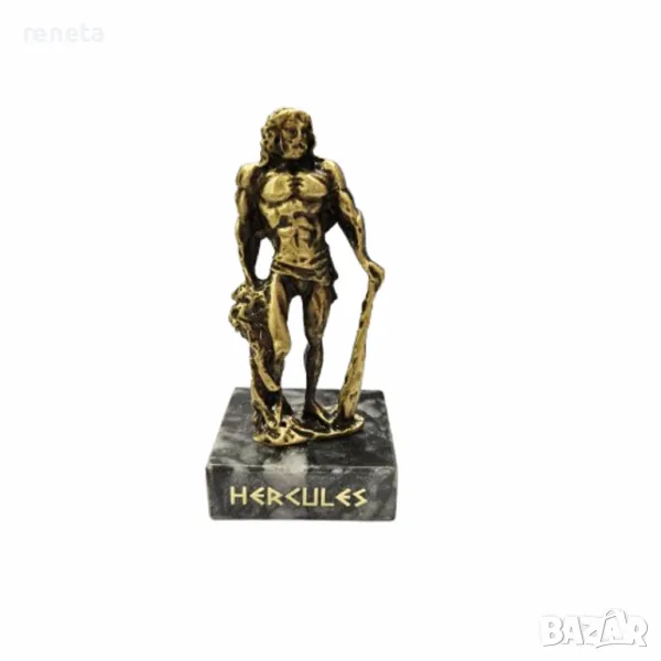 Статуетка Hercules, Метална, Мраморна основа, Златист, 9 см, снимка 1