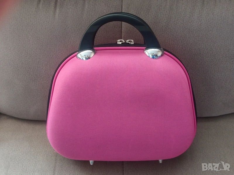 Кокетна розова дамска чанта с цип тип куфарче - за грим, козметика, аксесоари, маникюр, педикюр, снимка 1
