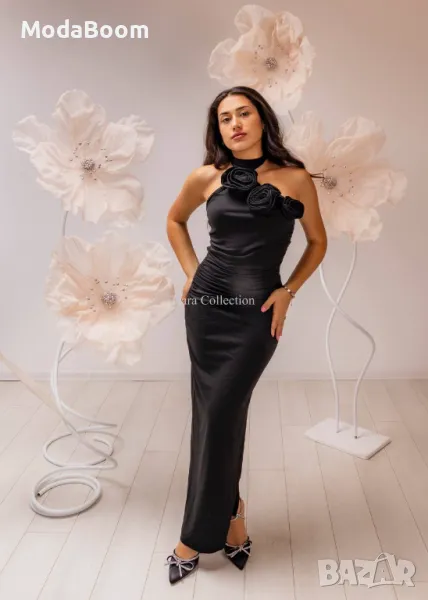 Дълга черна дамска рокля , снимка 1