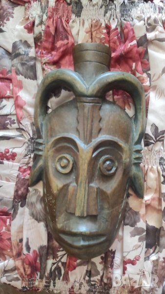 Ръчно изработена стара африканска маска от дърво, снимка 1