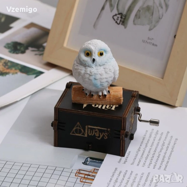 Дървена музикална кутия Хари Потър + Бухал, снимка 1