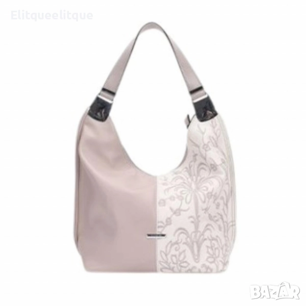 Елегантна дамска чанта с флорални мотиви, снимка 1